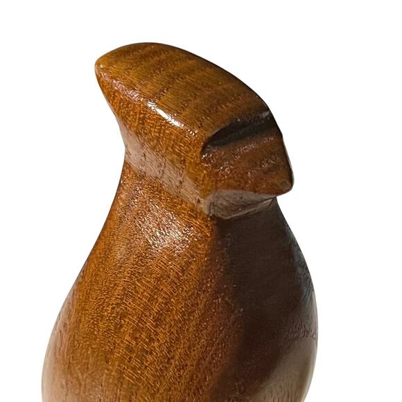 Vintage Hand Carved Wood Cardinal Bird Figure Signed Americana Smooth Folk Art - Picture 7 of 11